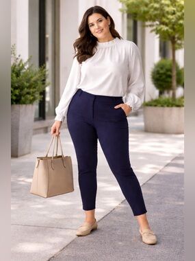 LOFT Navy Ankle Pants Slim Straight Workwear Chic Office Casual Minimal Everyday
